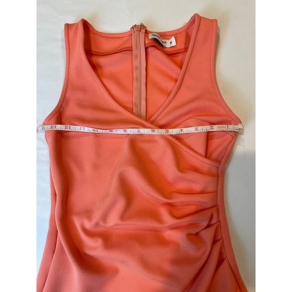 Tiger Mist Womens Wrap Bodycon Mini Dress Asymmetric Hem Back Zip Orange Pink S - Picture 4 of 8